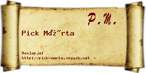 Pick Márta névjegykártya